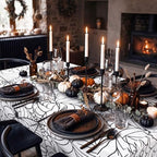 Frienda 2 Pcs Halloween Tablecloth 6ft White Spiderweb Stretch Table Covers - Image 5