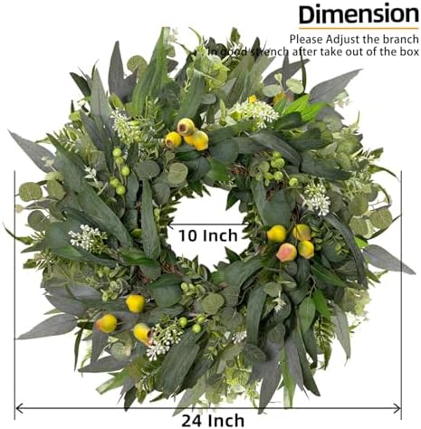 Hiptree 24 Inch Eucalyptus Wreaths for Front Door,Porch,Window - Image 3