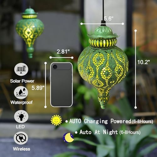 Moroccan Solar Lanterns Outdoor Waterproof Hanging Garden Decor - Image 3