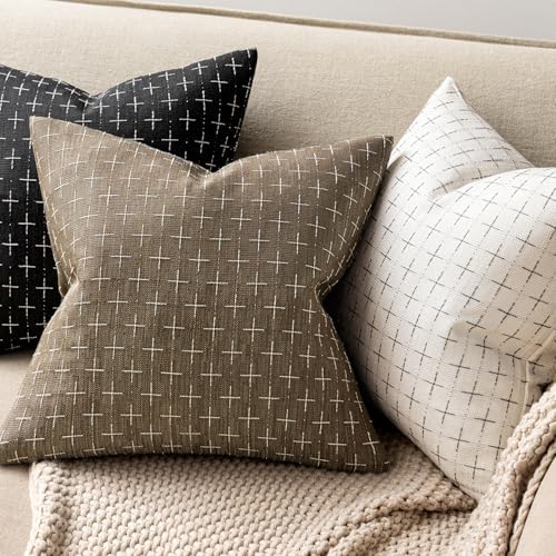MIULEE Pack of 2 Decorative Burlap Linen Spring Throw Pillow Covers Farmhouse Pillowcases Modern Rustic Woven Textured Cushion Cover for Sofa Couch Bed 20x20 Inch Taupe - Image 3