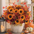 Mixed 10 Pcs Fall Artificial Sunflower Peony Bouquet, Yellow Burgundy Silk Faux Flower, Autumn Faux Floral Arrangements for Wedding Table Thanksgiving Porch Planters Garden Patio Outdoors Decor by Unknown
