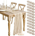 12 Pack Beige Cheesecloth Table Runner 10ft Boho Gauze Cheese Cloth Table Runner Rustic Sheer Runner 120 inch Long for Christmas Wedding Bridal Baby Shower Birthday Table Decorations by WJWHQ