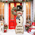 Christmas Snowman Wooden Porch Sign Decor,42 Inch,Rustic by Memorywuu