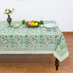 Home Spun & Crafts 72x180 Inches Rectangle Hand Block Print Tablecloth, 100% Cotton, Green Floral Table Cloths Washable, Traditional Indian for Dining Outdoor Thanksgiving Halloween Christmas - Image 4