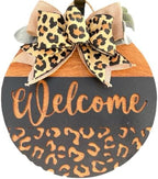 Wood front door sign Wood sign Home decor Welcome sign Sign for front door House warming gift Wedding gift (Leopard Welcome-DS010(A39) S003, 11" Width) by Unknown