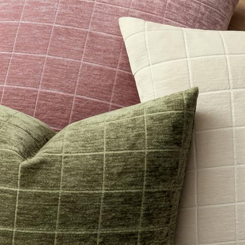 MIULEE Christmas Olive Green Plaid Decorative Throw Pillow Covers, 20x20 - Image 2