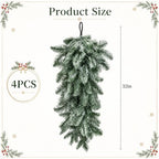 4 Pcs Extra-Long Snow Christmas Teardrop Swag, Artificial Frosted Door Swag - Image 2