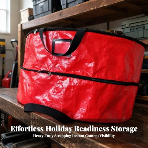 SM SunniMix Dust Resistant Holiday Wreath Storage | Secure Zippered Closure, Structured Shape, PE Wreath Storage Bag, 36inch 90x38cm - Image 3