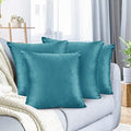 Nestl Throw Pillow Covers, Cozy Velvet Decorative Outdoor Pillow Covers 20X20 Inches, Soft Solid Cushion Covers for Sofa, Bed and Car, Set of 4 - Teal by Nestl