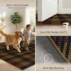 JTJ Easy Jute 8x10 Outdoor Rug, Black & Brown Farmhouse Plaid, Washable - Image 5