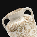 Ceramic Vintage Vase, Utensil Holder, Flower Decorative Vase with Handles, Chinoiserie Decor Rustic Farmhouse Retro Floral Vases for Table Bookshelf Mantel Kitchen Living Room Office - 6.7” Brown 018 - Image 5