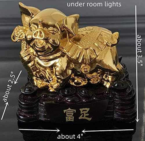 Betterdecor Gold Color Feng Shui 12 Chinese Zodiac Animal Statue Figurine Home Office Decoration and Gift for New Year Holidays and Birthday (Zodiac Pig) - Image 4