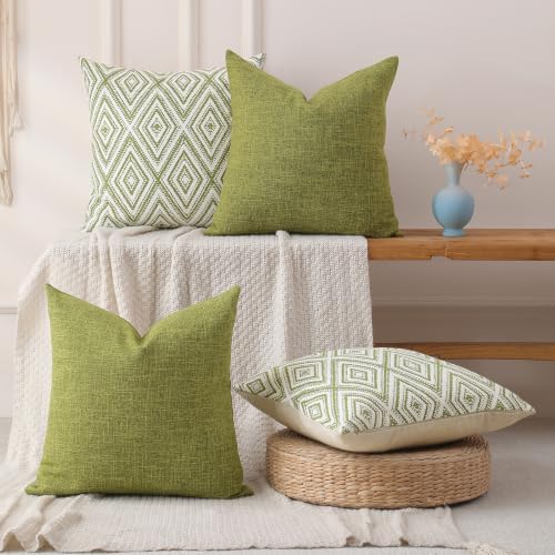 HPUK Throw Pillow Covers 20x20, 4 Pack, Green Textured Couch Pillow Covers - Image 5