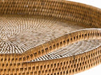 KOUBOO La Jolla Rattan Serving Ottoman Tray with Handles, Honey Brown - Image 7