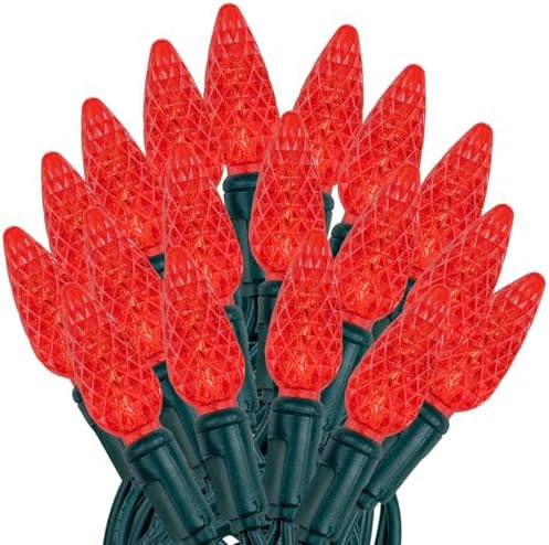 Novelty Lights 24FT 70 LED C6 Red Christmas String Lights, Green Wire by NoveltyLights-LightExperts