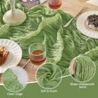 12 Pack Sage Green Cheesecloth Table Runner Boho Gauze Home Decor - Image 6