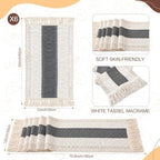 6 Sets Grey Kitchen Decor,Table Setting Decor with Round Woven,Rectangular Boho,Wooden Bead Napkin Rings,Cloth Napkins,Table Runner & Storage Basket,Natural Burlap Cotton for Kitchen Dining Table Home - Image 3