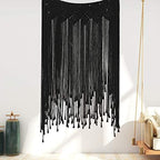 RLoncomix Macrame Wall Hanging Modern Chic Woven Wall Art Tapestry Boho Wedding Living Room Gallery Bedroom Wall Decoration, Black, 39"x 45" - Image 5