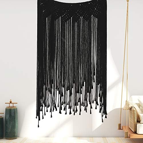 RLoncomix Macrame Wall Hanging Modern Chic Woven Wall Art Tapestry Boho Wedding Living Room Gallery Bedroom Wall Decoration, Black, 39"x 45" - Image 5