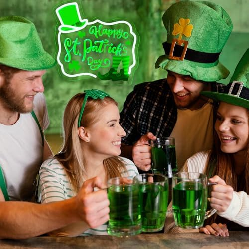 Happy St. Patrick's Day Art Neon Signs Shamrock LED Neon Lights Dimmable Wall Decor for Kids, Room, Office, St Patrick's Day Party Gift Art for Boys Girls-12.83 x 12.2 IN-USB Powered-Acrylic - Image 2