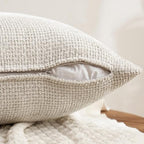 MIULEE Decorative Chenille Pillow Covers Neutral Beige 22x22 Pack of 4 - Image 7