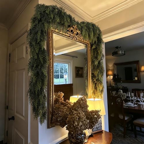 12 FT Christmas Cedar Garland, Real Touch Soft Greenery Mantel Decor - Image 5