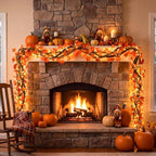 Bucherry 17 Pcs Fall Maple Leaves Garland 9.8ft Autumn Porch Door Ceiling - Image 6