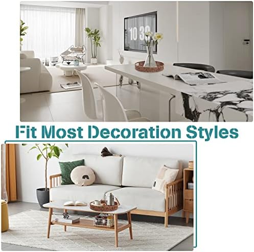 Coffee Table Tray 2 Pack Rattan Woven Basket Multifunctional Round Rattan Serving Tray with Handles, Decorative Trays for Home Decor, Kitchen Counter, Living Room - Image 5