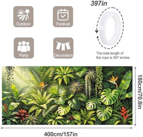 6X13FT Summer Tropical Leaves Garage Door Cover Decorations Tropical Leaves Garage Door Banner for Outdoor Indoor Summer Party Photography Backdrop - Image 2