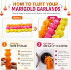 Knitgrip 5 Pcs Marigold Garland Pink Yellow Orange with 12 Hooks Indian - Image 3