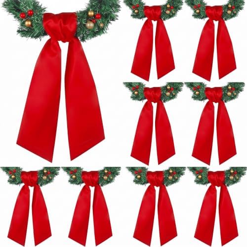 VitalCozy 8 Pcs Red Wreath Sash Cotton Blank Ribbon by VitalCozy