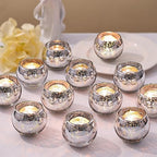 LETINE 36pcs Silver Votive Candle Holders - Elegant Mercury Glass Tea Light Candle Holder Set for Weddings, Holiday Season Decorations,Christmas Table Centerpieces by LETINE