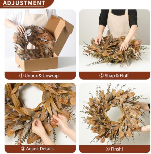 26'' Fall Wreath with Eucalyptus & Berries for Front Door Outdoor Decor - Image 6
