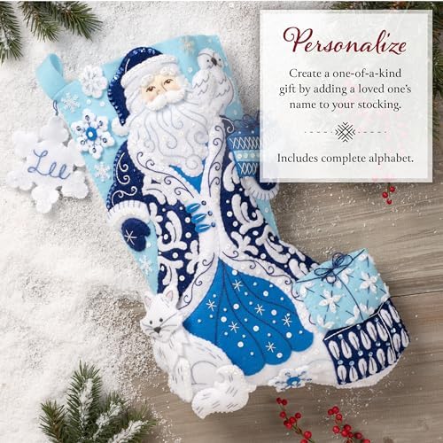 Bucilla Felt Applique 18" Stocking Making Kit, Arctic Santa & Friends, Perfect for DIY Arts and Crafts, 89628E - Image 4