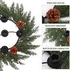 Yinder Cypress Leaves Wreath 14" 5-Hole Gold Centerpiece - Image 5