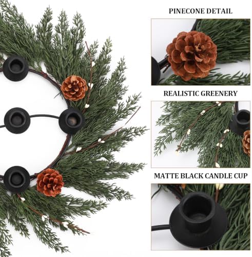 Yinder Cypress Leaves Wreath 14" 5-Hole Gold Centerpiece - Image 5