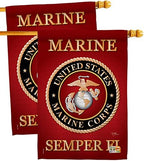 Marine Corps House Flag - 2 pcs Pack Armed Forces USMC Semper Fi United State American Military Veteran Retire Official - Decoration Banner Small Garden Yard Gift Double-Sided Made In USA 28 X 40 by Breeze+Decor