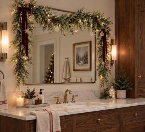 2PCS 9FT Real Touch Artificial Cedar Garland for Christmas Decor - Image 6