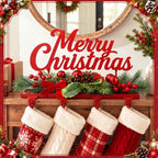 Novabright 14" Merry Christmas Stocking Holder for Mantle, 4 Iron Hooks - Image 5
