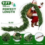 9 FT Artificial Norfolk Pine Garlands with Lights, Pre-Lit Christmas Garland, Real Touch Pine Artificial Faux Greenery Garland for Table, Mantle, Wall, Indoor, Outdoor Christmas Decorations - Image 4