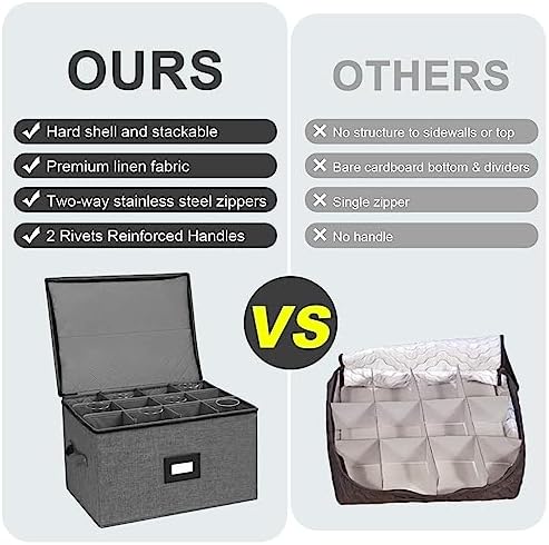 Mayniu Stemware Storage Cases, Wine Glass Storage Box with Dividers - Image 6