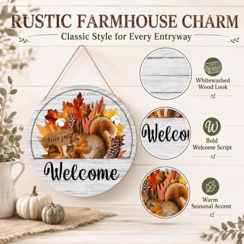 16/14/12PCS Welcome Sign for Front Door Interchangeable Every Season Halloween Christmas with Holiday 12 Inch Wooden Holiday Door Sign Wreaths Seasonal Porch Decor Gift(Set C) - Image 3