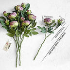 FiveSeasonStuff Vintage Purple Peonies – Realistic Artificial Silk Flowers with Dry-Look Petals, 6 Stems for Rustic Home & Wedding Floral Arrangements - Image 5