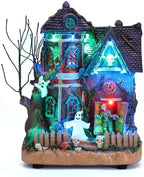 Valery Madelyn Halloween Village for Home Decor, Lighted Halloween Decoration with Music and Colorful Lights, Resin House Statue Mummy's Haunted House for Party Decor, 10 Inch by ValeryMadelyn