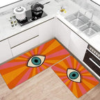 Boho Kitchen Mat Set of 2,Rainbow Evil Eye Print Abstract Kitchen Rugs and Mats Non Skid Washable,Modern Farmhouse Runner Rugs with Rubber Backing for Kitchen Decor (17"x47"+17"x30") - Image 2