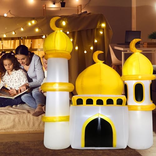 Gemscream 5.9FT Ramadan Inflatable Outdoor Decorations Moon Eid Mubarak Inflatables Blow up Muslim Holy Celebration Decor with LED Lights Muslim Islamic Blow up for Holidays Yard(Classic) - Image 6