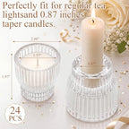 24 Pack Glass Taper Candle Holders for Candlestick, Clear - Image 3