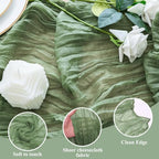 Cheesecloth Table Runner 10FT 12Pcs Sage Green Boho Gauze Sheer Runners - Image 3