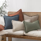 MIULEE Boho Linen Fringe Decorative Fall Throw Pillow Covers Dune 20x20 - Image 7