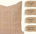 Decorative Pillow Cover French Country Pillow Cover Cottage Decor Floral Block Print, Farmhouse Decorative Cushion Cover, Striped Pillow Cover Line and Loop (Rust) - Image 7